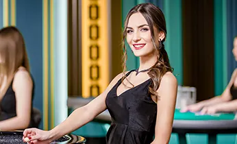 Sòng bạc trực tuyến với bàn roulette và người chia bài